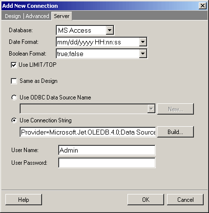 ms access password connection string